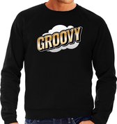 Groovy fun tekst sweater voor heren zwart in 3D effect M