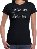 To to list nothing fun tekst t-shirt voor dames zwart XS