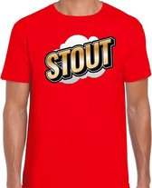 Stout fun tekst t-shirt voor heren rood in 3D effect S