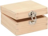 2x stuks Vierkant houten kistje 7 x 7 x 4 cm - opberg/sieraden/tanden kistjes