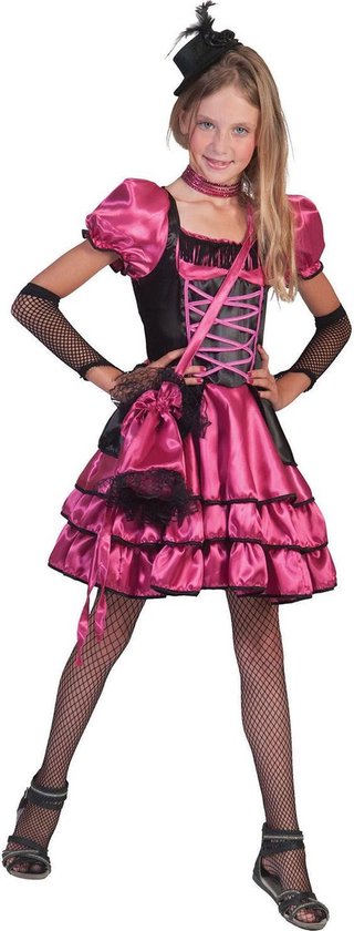 Funny Fashion - Jaren 20 Danseressen Kostuum - Pinkarella Can Can - Meisje - Roze - Maat 116 - Carnavalskleding - Verkleedkleding