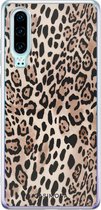 Huawei P30 hoesje siliconen - Luipaard print bruin | Huawei P30 case | Bruin/beige | TPU backcover transparant