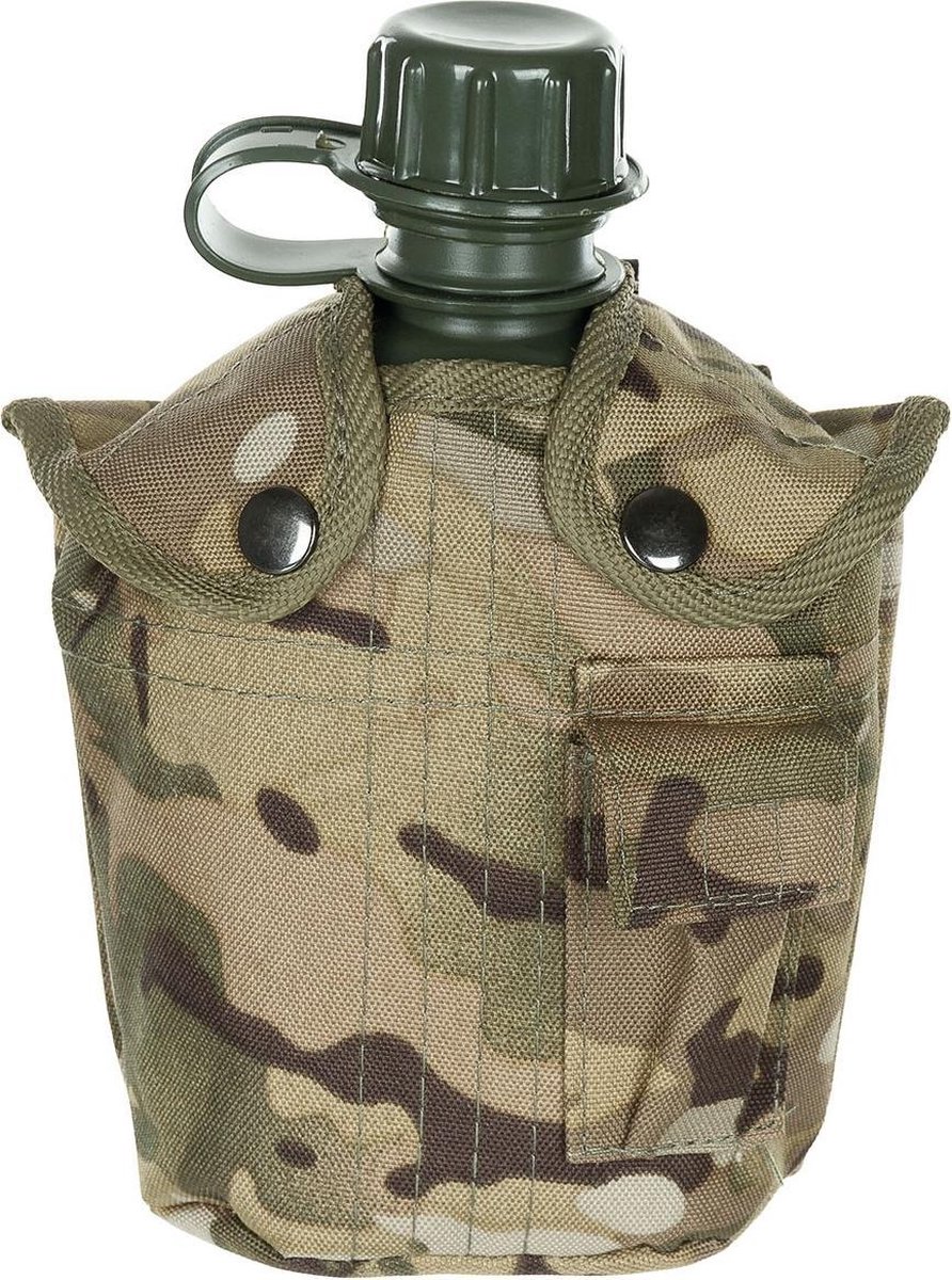 MFH US Army kunststof veldfles, 1 liter, hoes, Operation-camouflage, BPA-vrij