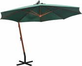 Zweefparasol 350 cm houten paal groen