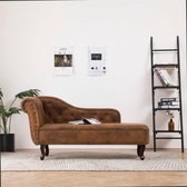 Chaise longue kunstsuéde bruin