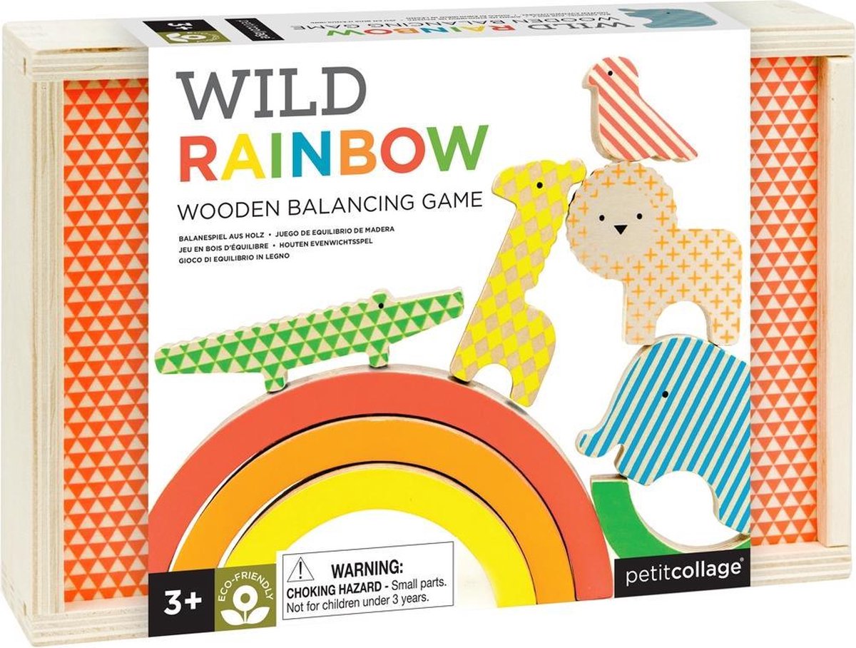 Petit Collage Houten balansspel Stapeltoren Regenboog 17 Cm 10-delig