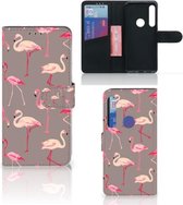 Motorola One Action Telefoonhoesje met Pasjes Flamingo