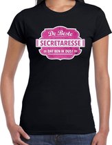 Cadeau t-shirt voor de beste secretaresse zwart voor dames L