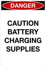 Sticker 'Danger: Caution, battery charging supplies' 210 x 148 mm (A5)