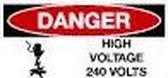 Sticker 'Danger: High voltage 240 Volts' 300 x 150 mm