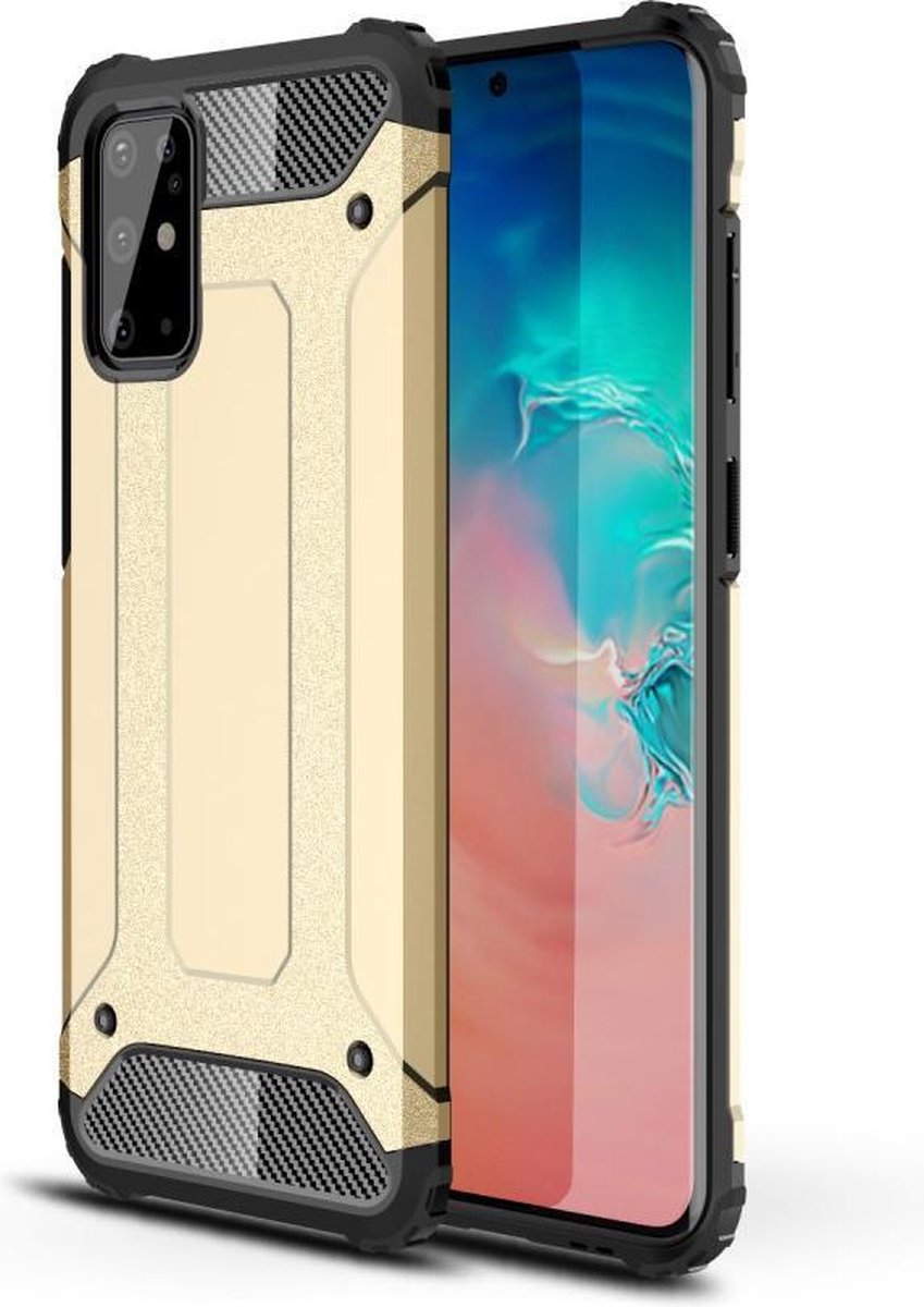 Armor Hybrid Back Cover - Geschikt voor Samsung Galaxy S20 Plus Hoesje - Goud