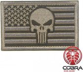 Punisher op de vlag America Geborduurde zilveren patch embleem met klittenband