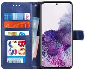 Samsung Galaxy S20 Hoesje Wallet Book Case Voor Pasjes Lines Blauw
