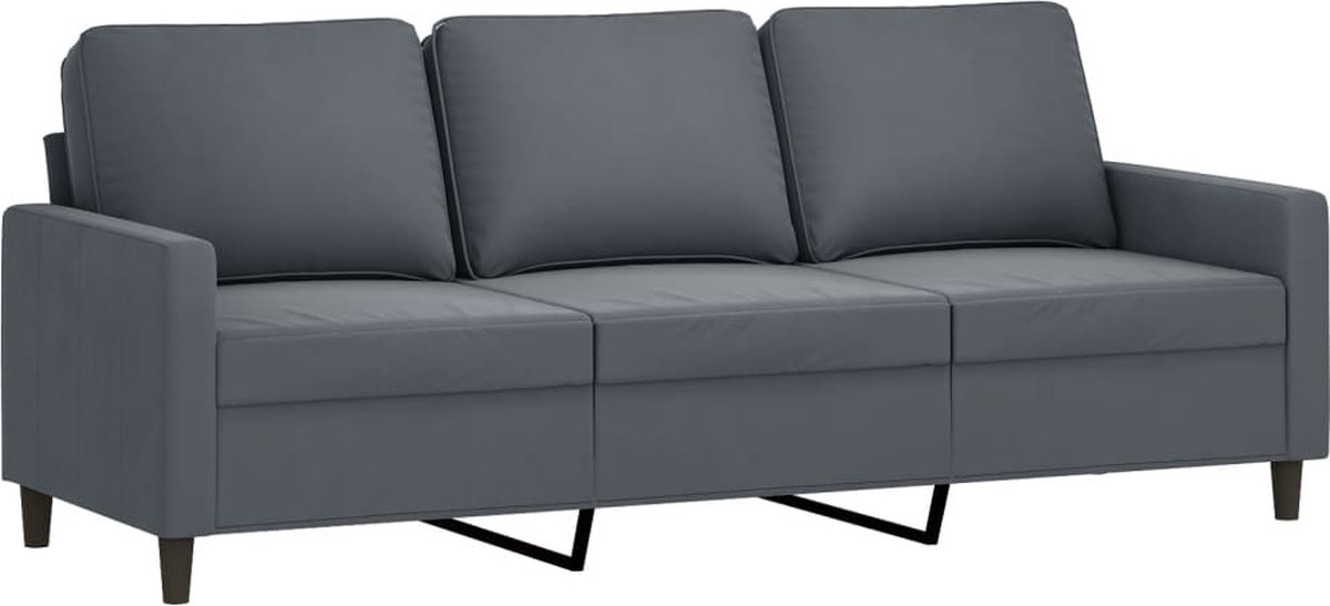 vidaXL Driezitsbank - 180 - cm - fluweel - donkergrijs