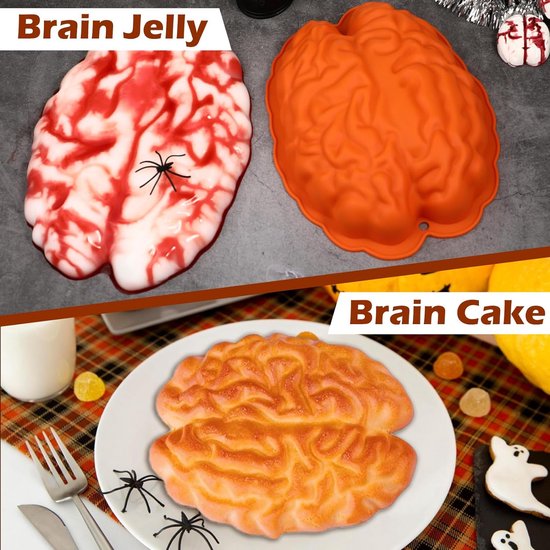 Brain Cake Mold - siliconen bakvorm, epoxyharsvorm | Halloween grappige siliconen mal, Halloween taartvorm taartdecoratiegereedschap, creatieve siliconen mal voor Halloween bakken puddingsdecoraties