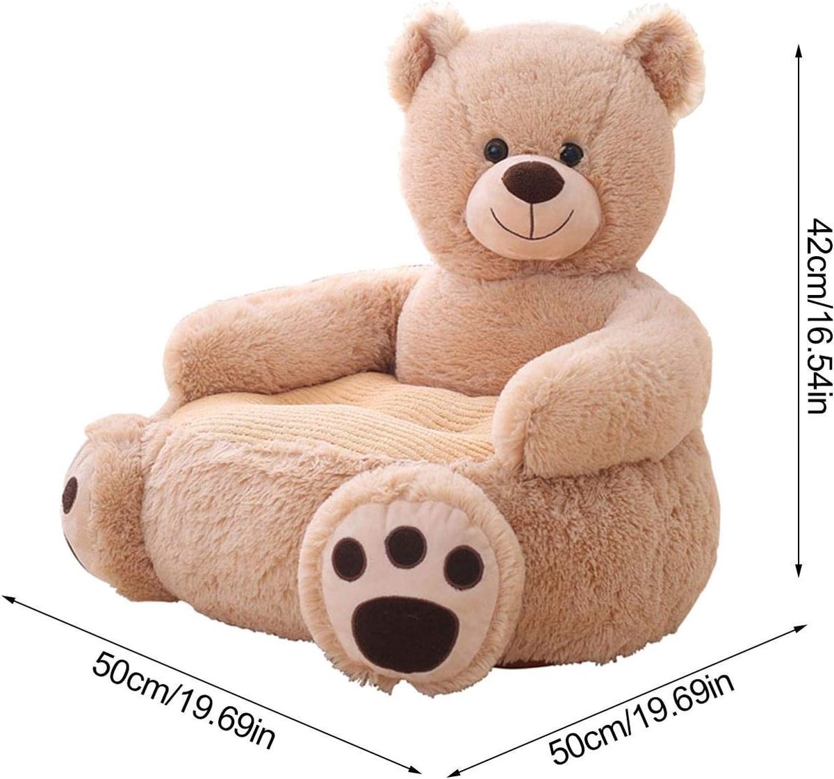 Gevulde dierenbank stoel voor kinderen- Kinderstoel -Kraamcadeau -Kindersofa -Peuterstoeltje -schattig-licht bruin bear