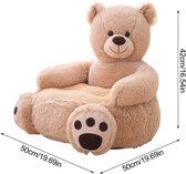 Gevulde dierenbank stoel voor kinderen- Kinderstoel -Kraamcadeau -Kindersofa -Peuterstoeltje -schattig-licht bruin bear