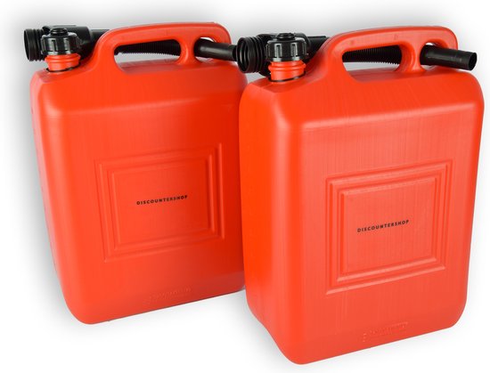 Jerrycans 10 Liter elk met Schentuit 2 stuks- Rood Polyethyleen ...