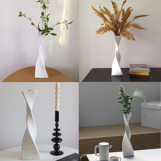 Lot De 3 Vases En Céramique Blanche, Motif Martelé - Déco Moderne Pour Salon, Chambre, Pampa Séchée Ou Herbes