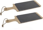 2x stuks luxe houten snijplanken 42 x 15 cm zwart - Keukenbenodigdheden - Snijplanken van hout - Snijplankjes/snijplankje