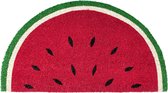 Watermeloen Kokosdeurmat met antislip PVC-achterkant Halfronde deurmat Afmetingen: 70 cm x 40 cm Rood, groen, wit en zwart