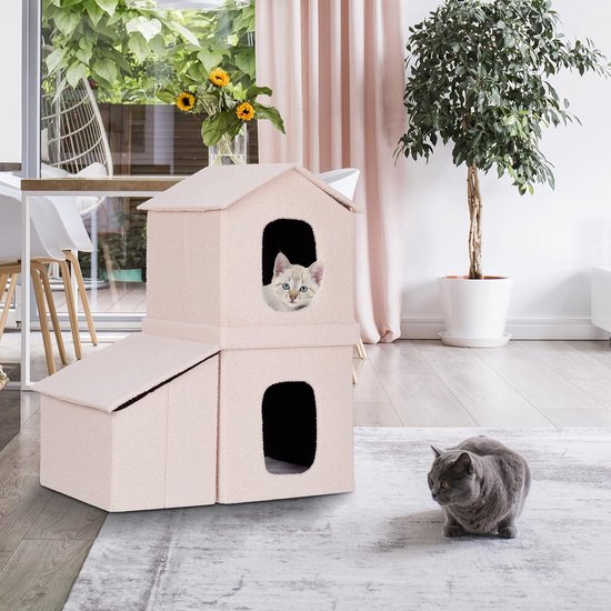 Gegolfde kattenkrabdoos, betaalbare vierkante kattenkrabplank, gegolfd vierkant opvouwbaar kattenhuis, kattenkrabben voor binnen, kattenkrabben, kattenspeelhuisje, meubelbeschermer