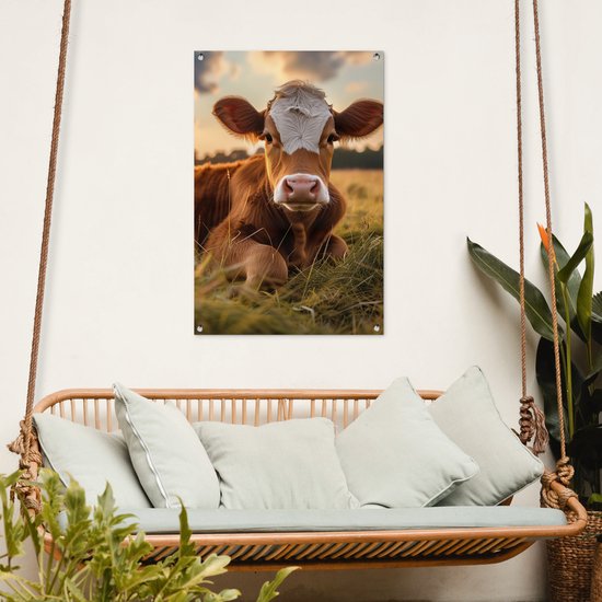 Affiche de jardin vache - Animaux de Décoration de jardin - 60x90 cm - Décoration murale pour l'extérieur - Décoration de clôture - Affiche extérieure vaches - Toile de clôture - Toiles de jardin - Toile de Jardin - Affiche de balcon