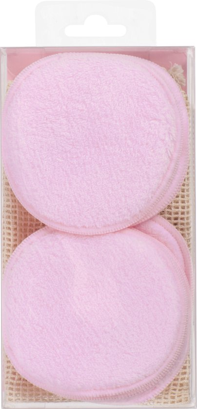 Etos Make up remover pads - herbruikbaar - roze - 4 stuks