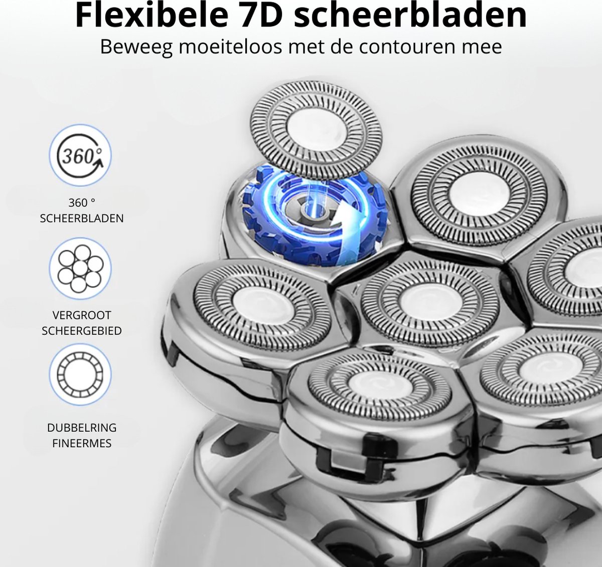 Novani 7D 6 in 1 Scheerapparaat - Head Shaver - Trimmer - afbeelding 2