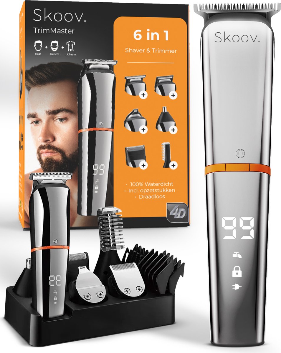 Skoov TrimMaster 6 in 1 Lichaam & Baard Trimmer - Mannen - Body - Groomer - Schaamstreek - Neus