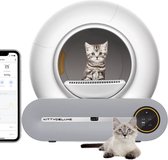 KittyDeluxe Zelfreinigende, Automatische Kattenbak - inclusief App - Inclusief 3 rollen opvangzakjes - 65 L - Stil/Geurloos - KittyDeluxe.