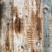 Blauwe plakfolie, bruin hout, zelfklevende meubelfolie, houtlook, behang, waterdicht, blauw, meubelfolie, wandbehang voor muur, meubels, deur, kast, tafel, hout, strepen, folie, 44 cm x 500 cm, vinyl,