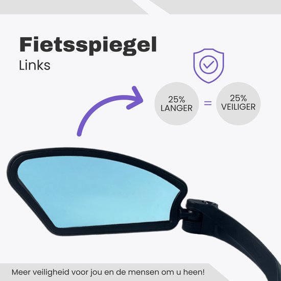 NEXTCOVER® Fietsspiegel Links [Stuur] - ProVision Echt Glas & Trillingsvrij - Robuuste Achteruitkijkspiegel Fiets voor E-Bike, MTB & Stadsfiets - 360° Verstelbaar - Zwart