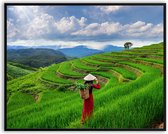 Azie rijstvelden berg natuur fotolijst met glas 40 x 50 cm - Prachtige kwaliteit - Azie - rijst - berg - Glazen plaat - inclusief ophangsysteem - Poster - Foto op hoge kwaliteit uitgeprint
