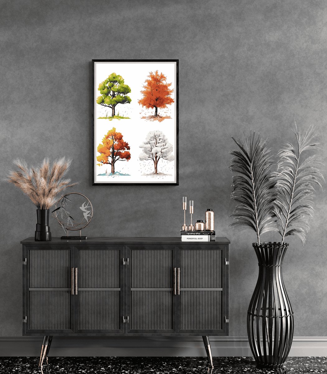 L'affiche des 4 saisons | Affiches Saisons | Aquarelle Affiche | Arbres ...
