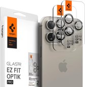 Spigen GlasTR EZ Fit Optik Pro - Protecteur d'objectif d'appareil photo adapté à Apple iPhone 15 Pro / iPhone 15 Pro Max - avec cadre d'installation - Duo Pack - Titane