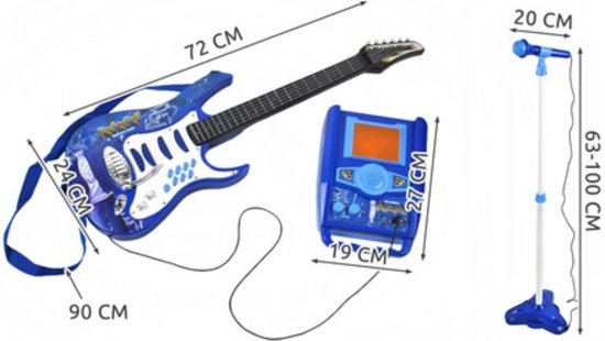 Kruzzel Elektrische Kindergitaar - Met Microfoon en Versterker - Blauw - MP3-ingang van Kruzzel — afbeelding 4