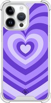 Casimoda® hoesje - Geschikt voor iPhone 14 Pro Max - Hart Swirl Paars - Shockproof case - Extra sterk - TPU/polycarbonaat - Paars, Transparant