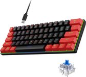 HXSJ V900 Bedrade Mechanisch Gaming Toetsenbord - QWERTY - 61 Keys - Blue Switch - Zwart rood