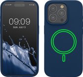 kwmobile telefoonhoesje geschikt voor Apple iPhone 15 Pro - Hoesje met magneet compatibel met MagSafe - Smartphone case in marineblauw