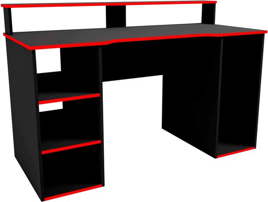 Emob - Bureau - 136 cm - Zwart/ Rouge