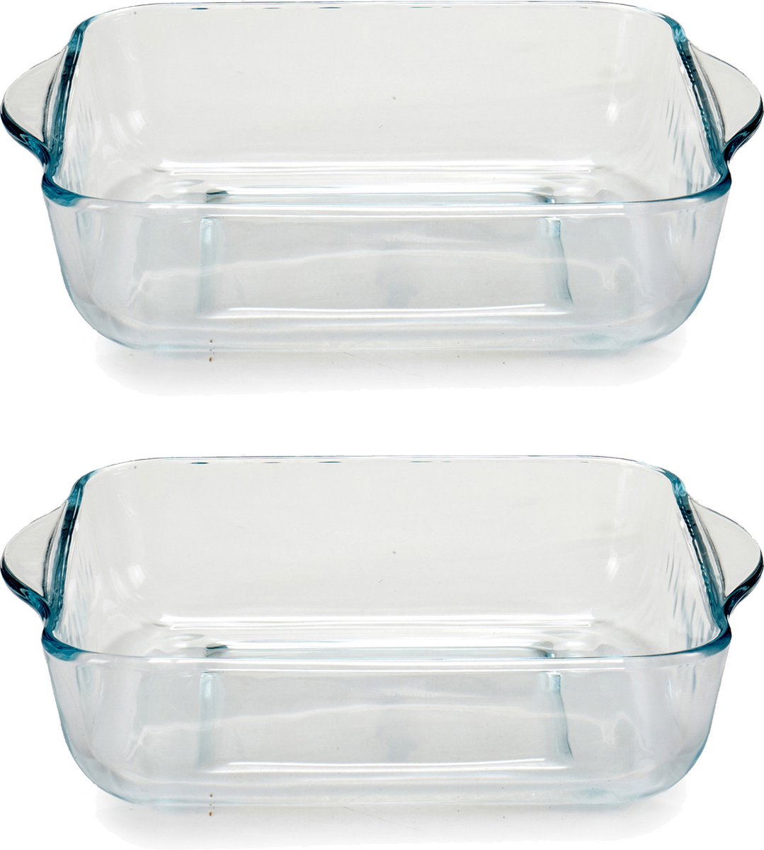 Pasabahce Ovenschaal van borosilicaat glas - 2x - vierkant - 2 Liter - 25,5 x 22 x 6 cm