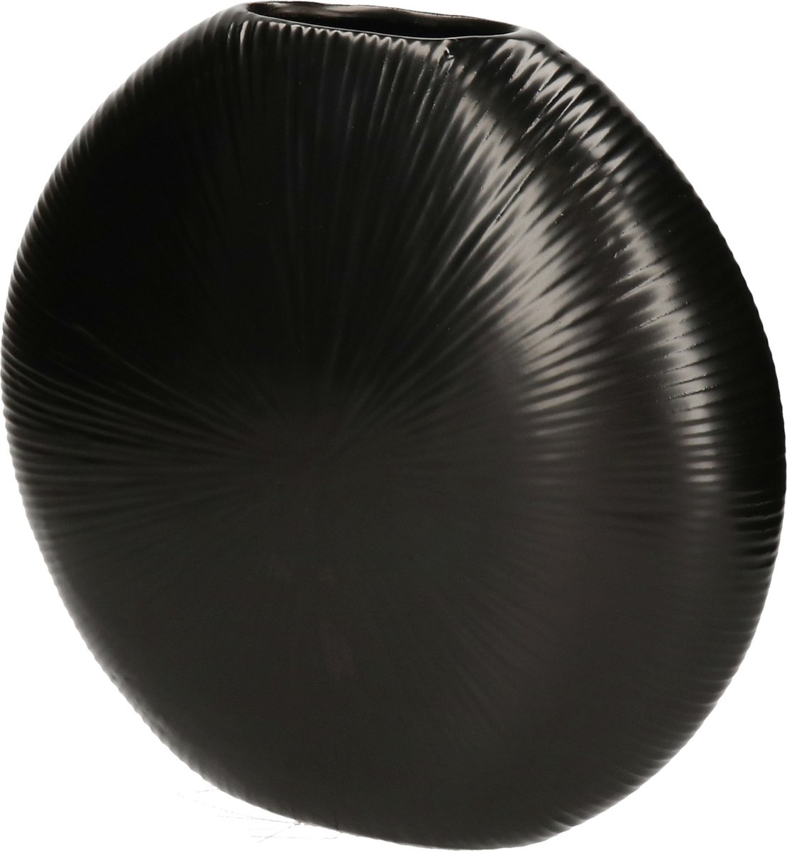 DK Design Bloemenvaas Nordic design model plat - zwart - 31 x 9 cm - moderne vaas