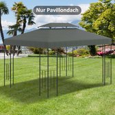 Vervangend dakpaviljoen dak voor metalen paviljoen tuinpaviljoen feesttent tuin tent polyester 3x4m donkergrijs