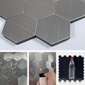 Wandpaneel - Zelfklevende Mozaïek - Geborsteld zilver hexagon