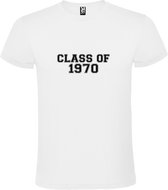 Wit T-Shirt met “Class of 1970 “ Afbeelding Zwart Size 3XL