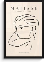 Fotolijst inclusief poster - Posterlijst 40x60 cm - Posters - Matisse - Line art - Vrouw - Modern - Foto in lijst decoratie - Wanddecoratie woonkamer - Muurdecoratie slaapkamer