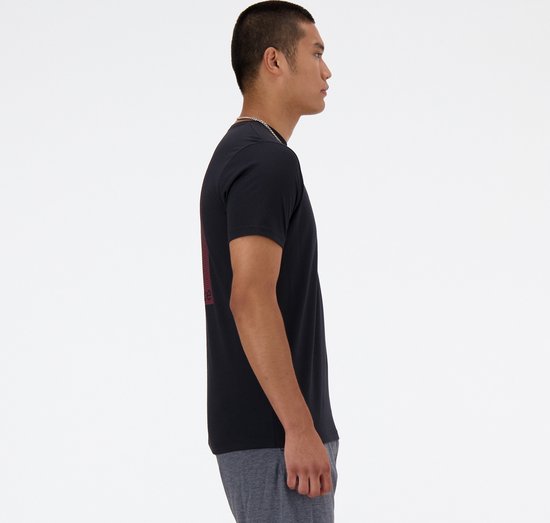 New Balance Heathertech Graphic T-Shirt Heren Sportshirt - Zwart - Maat M