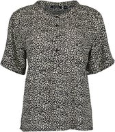 Blue Seven dames blouse - blouse dames - 180217 - zwart / beige print - korte mouw - maat 42