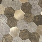 Wandpaneel - Zelfklevende Mozaiëk - Geborsteld MINI hexagon zilver